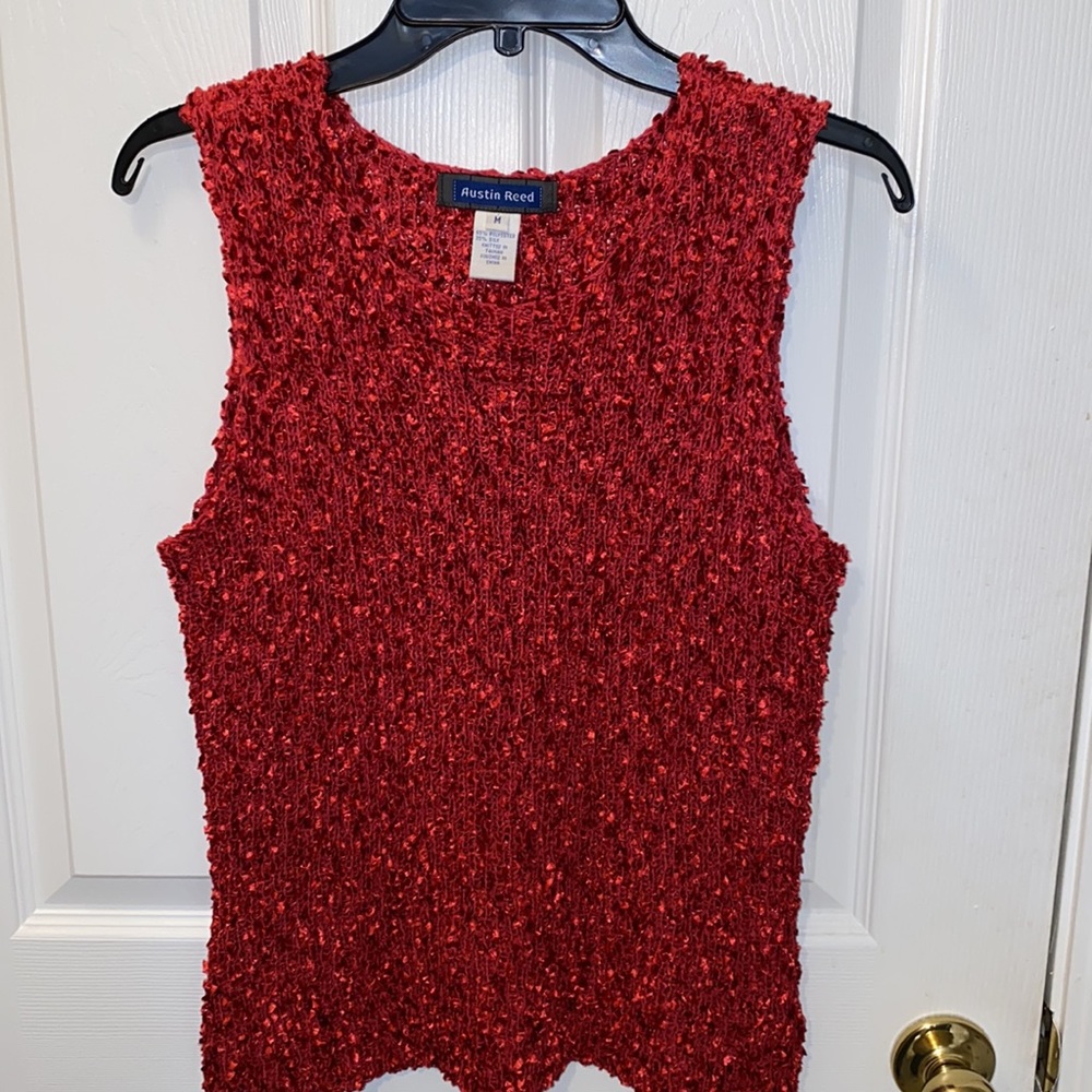 AUSTIN Reed silk blend Red Ladies Top size M sleeveless festive